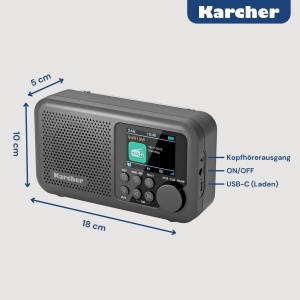 Radio portabil Karcher DAB 2415 cu Bluetooth, acumulator 2200 mAh, compact - Img 3