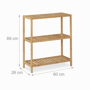 Raft de baie Relaxdays din bambus, 3 etaje, inalt adjustable, design natural - Img 4
