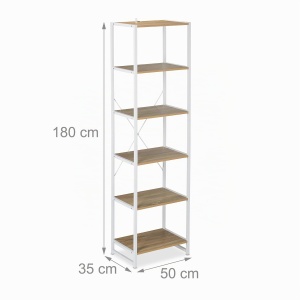 Raft Stand Relaxdays, 180 x 50 x 35 cm, 6 niveluri, albnatural - Img 4