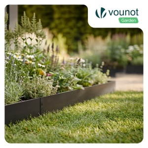 Rasenkante Metal VOUNOT 25m, 100cm x 13cm, Negru - Img 2