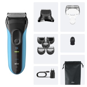 Rasitor electric Braun Series 3, 2 folii de taiere, 3010BT, albastru - Img 6