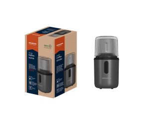 Rasnita de cafea Grundig CM 7460, compacta, cu o singura mana, cutit din otel inoxidabil de 4 ori, 180 W, rasnita cu impact si tava de macinat din otel inoxidabil, pana la 55 g cafea proaspat macinata, gri/negru