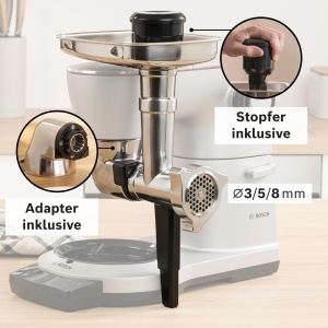 Rasnita de carne Bosch MUZ9HA1, din aluminiu, accesorii Kebbe si Wurststopfer, 2 kgmin - Img 2