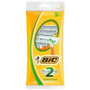 Rasoir BIC 2, Pachet 5, Dublu Lama, Culoare Portocalie, Maner Antiderapant