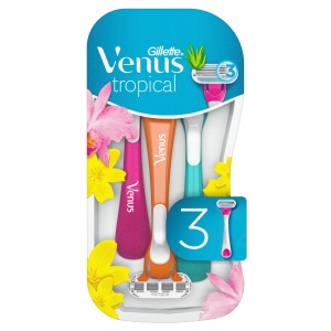 Rasoir de unica folosinta Gillette Venus Tropical pentru femei, 3 lame, cu parfum tropical
