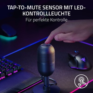 Razer Seiren V3 Mini - Microfon USB ultracompact (microfon cu condensator supercardioid de 14 mm, senzor Tap-to-Mute cu afisaj LED, amortizor integrat, design plug-and-play) Negru - Img 4