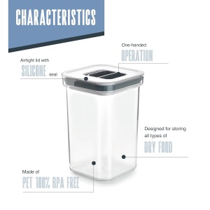 Recipient pentru alimente Lacor 64621, 1L, capac etans cu silicon, BPA-free - Img 3