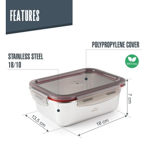 Recipient rectangular Lacor 64610, inox 1810, 800 ml, etans, BPA-free - Img 2