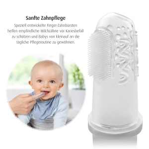 reer 79249 Periuta de dinti cu deget silicon 2 bucati, periuta de dinti pentru bebelusi din silicon, fara latex, transparent 9 g - Img 3