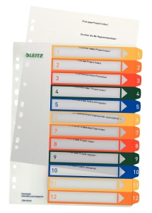 Registru Leitz 12940000, A4, 12 Tablite, Culoare AlbMulticolor, Polypropylen