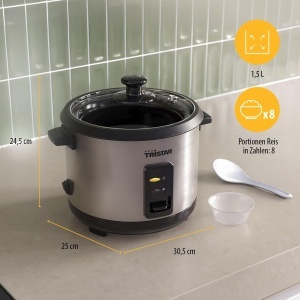Reiscocher Tristar RK-6145, 1,5 L, 500 W, inox - Img 2