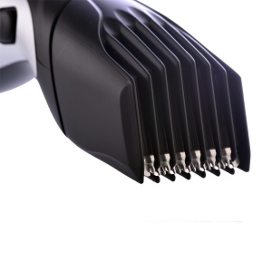 Remington Beard Trimmer Men [auto-ascutire. Lame ceramice / 0,4-18 mm] Set de tuns barba (cadran cu 9 setari de lungime de la 1,5 mm, retea / baterie, indicator de incarcare LED, aparat de tuns par lung) MB320C - Img 5