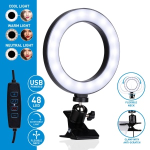 Ringlicht Handy Grundig 15,6cm - 48 LEDs, 3 Modi de Lumina, USB - Img 2