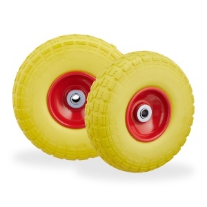 Roaba cu 2 roti Relaxdays, cauciuc solid, 150 kg, galben-rosu