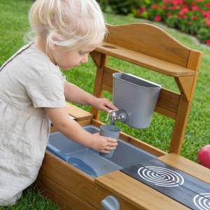 Roba 2in1 Sandkasten si Matschkuche pentru copii - Teak, FSC certificata, cu accesorii - Img 3