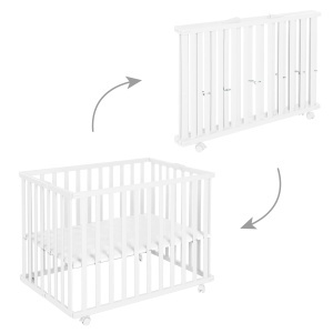 Roba Laufgitter 75x100 cm Alb Pliabil Mobil cu Role - Img 5