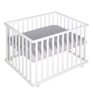 Roba Style Set 75x100 cm Alb-Gri Cu Matrata si Inaltime Reglabila - Img 2