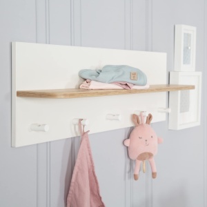 Roba Wandgardarobe Ava, 90 cm, cu 5 suporti, culoare alba si decor Artisan Eiche