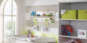 Roba Wandregal Dreamworld 3 Raft de perete alb 90x15 cm cu 5 carlige pentru camera copilului - Img 3