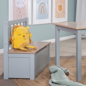 Roba Woody Kindertruhenbank Taupe Lemn Lacuit Spatiu Depozitare Sigur - Img 10