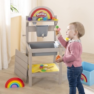 Roba x Play-Doh Matschkuche din lemn FSC, 100 cm, cu 3D Creativmatte si 6 cutii de plastilina - Img 3