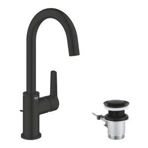 Robinet baie GROHE Start, negru, inaltime 31cm, instalare usoara