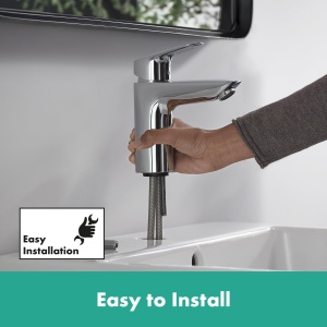Robinet baie hansgrohe Logis 71107000, crom, EcoSmart, inaltime 93 mm - Img 2