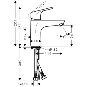 Robinet de baie Hansgrohe Focus, inaltime 100mm, debit redus 3.5 lmin, crom - Img 6