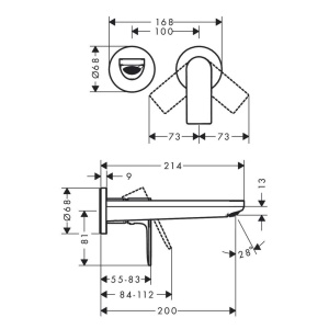 Robinet de baie hansgrohe Rebris E, montare pe perete, crom, 20 cm - Img 2