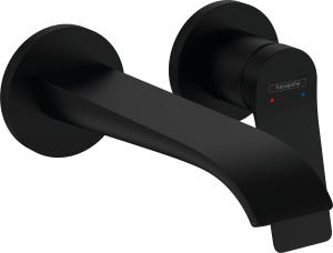 Robinet de baie hansgrohe Vivenis, montare pe perete, mat-negru, cu apa economisitoare