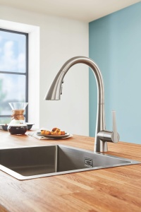 Robinet de bucatarie GROHE Zedra, cu duza retractabila, 3 tipuri de jeturi, crom - Img 2