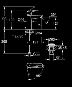 Robinet de chiuveta GROHE Start M-Size, Mattschwarz, EcoMode, 6lmin - Img 12