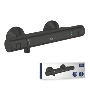 Robinet de dus GROHE Precision Start, negru, cu termostat si tehnologie de economisire a apei