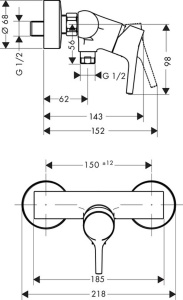 Robinet dus hansgrohe Talis S, crom, cu un singur maner, cu sistem de protectie - Img 2