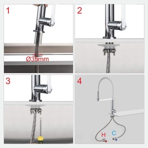 Robinet LED GRIFEMA DOVER-G14002SE, cu Auslauf Flexibil, Alb, Unmanipulant - Img 7