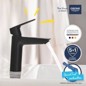 Robinet pentru baie GROHE Start, negru, cu sistem de economisire a apei, 19 cm - Img 3