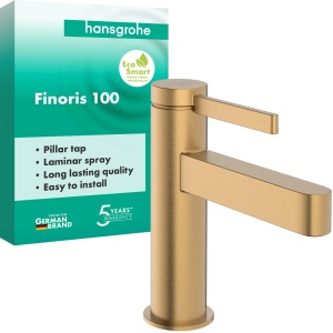 Robinet pentru chiuveta hansgrohe Finoris, Bronz Periat, EcoSmart, 92 mm