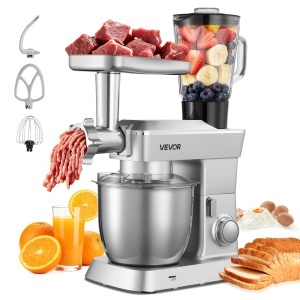 Robot de bucatarie multifunctional VEVOR 1300W bol inox 43L blender 15L 6 viteze