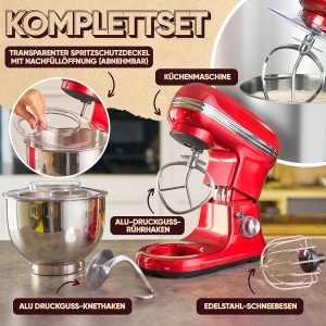 Robot de bucatarie ProfiCook PC KM 1197 1200W bol 5L rosu - Img 7