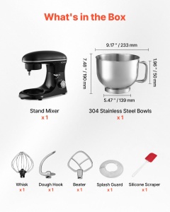 Robot de bucatarie VEVOR SM-1560N 1400W 568L multifunctional negru - Img 3