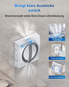 Robot de curatenie ECOVACS WINBOT W2 PRO, 3 duze, sistem de protectie 10 trepte, alb - Img 5