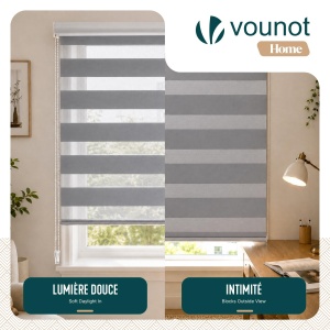Rollo Dublu VOUNOT 2er Set, 80x150cm, Culoare Gri, Fara Montaj cu Gauri - Img 2