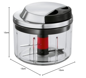 ROSLE Multi Cutter, tocator de inalta calitate pentru fructe si legume cu cutit foarte ascutit, otel inoxidabil 18/10, incl. cos pentru ierburi, insertie blender si capac de depozitare, 13 x 13 x 12 cm, argintiu - Img 6