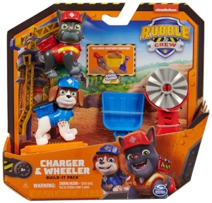 Rubble & Crew - Set de figurine de actiune cu figurine de caine Charger & Wheeler, 2 jucarii de constructie si 85g Kinetic Sand Build-it-Sand, jucarii potrivite pentru copiii de la 3 ani si mai mari - Img 11