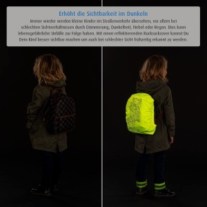 Rucsac cu husa de ploaie Reer MyBuddyGuard M, galben fluorescent, impermeabil - Img 2