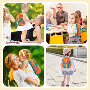 Rucsac pentru copii Cozary, rucsac pentru sporturi in aer liber impermeabil de 5 litri potrivit, rucsac confortabil pentru drumetii pentru copii, design respirabil, mini rucsac pentru copii de 1-3 ani, pentru scoala, calatorii, sport, portocaliu - Img 8