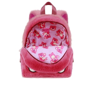 Rucsac Plush Disney Lotso, Culoare Rosa, Cu Fermoar si Bretele Ajustabile - Img 2