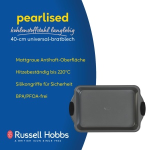Russell Hobbs Backblech 40 cm Brater cu suprafata antiaderenta manere din silicon BPAPFOA-free - Img 2