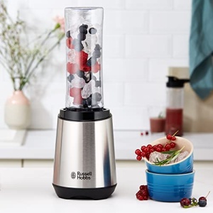 Russell Hobbs Blender - Stand Mixer & Smoothie Maker to go [motor de putere de 23.500 rpm] incl. 2x ulcior de blender 600ml (fara BPA, masina de spalat vase si rezistent la rupere incl. capac) Tocator, otel inoxidabil, 23470-56 - Img 10