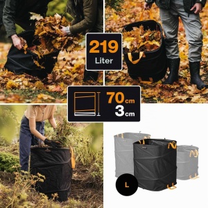 Sac de gradina Fiskars Ergo Pop-Up, 219 litri, negruportocaliu - Img 4